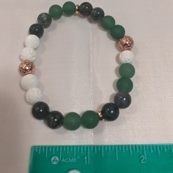 2 bracelet set in green stones and lava stones - Picture 2 of 3